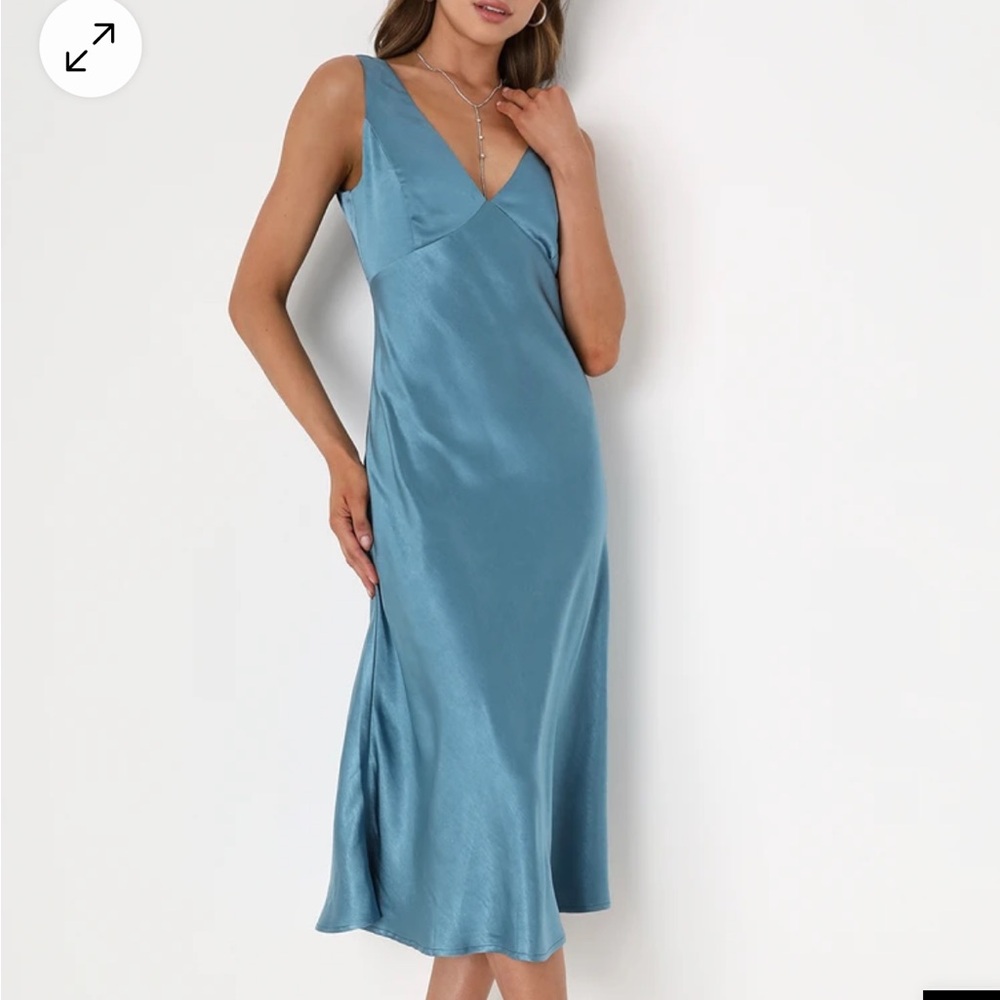 Lulus - formal powder blue slip dress with cowl back